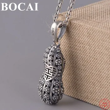 BOCAI S925 Стерлингового Серебра Подвески для Женщин Мужчин Новая Мода Удачи Двойной Китайский Xi Письмо Арахис Ювелирные Изделия Бесплатная Доставка